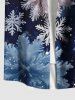 Chemise à boutons et poches pour homme, grande taille, imprimé flocons de neige et galaxie, pour Noël - Bleu Marine 6XL