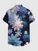 Chemise à boutons et poches pour homme, grande taille, imprimé flocons de neige et galaxie, pour Noël - Bleu Marine 6XL