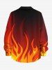 Plus Size Ombre Fire Flame Print Button Long Sleeves Shirt For Men -  