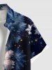 Chemise à boutons et poches pour homme, grande taille, imprimé flocons de neige et galaxie, pour Noël - Bleu Marine 6XL