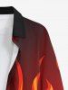 Plus Size Ombre Fire Flame Print Button Long Sleeves Shirt For Men -  