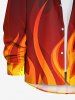 Plus Size Ombre Fire Flame Print Button Long Sleeves Shirt For Men -  