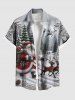 Chemise à boutons et poche pour homme, grande taille, motif sapin de Noël, Père Noël, renne et flocons de neige - Gris Clair M