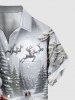 Chemise à boutons et poche pour homme, grande taille, motif sapin de Noël, Père Noël, renne et flocons de neige - Gris Clair M