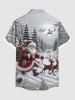 Chemise à boutons et poche pour homme, grande taille, motif sapin de Noël, Père Noël, renne et flocons de neige - Gris Clair M