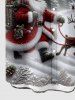 Chemise à boutons et poche pour homme, grande taille, motif sapin de Noël, Père Noël, renne et flocons de neige - Gris Clair M