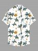 Plus Size Coconut Tree Turtle Sun Print Buttons Pocket Hawaii Shirt For Men -  