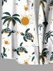 Plus Size Coconut Tree Turtle Sun Print Buttons Pocket Hawaii Shirt For Men -  
