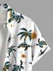 Plus Size Coconut Tree Turtle Sun Print Buttons Pocket Hawaii Shirt For Men -  