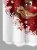 Plus Size Christmas Elk Snowflake Colorblock Print Buttons Pocket Shirt For Men -  