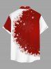 Plus Size Christmas Elk Snowflake Colorblock Print Buttons Pocket Shirt For Men -  