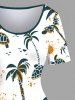 Robe hawaïenne vintage imprimée tortue et cocotiers grande taille - Blanc S