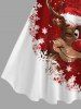 Plus Size Christmas Elk Snowflake Colorblock Print Tank Dress -  
