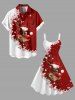 Plus Size Christmas Elk Snowflake Colorblock Print Tank Dress -  