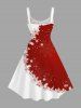 Plus Size Christmas Elk Snowflake Colorblock Print Tank Dress -  