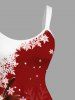 Robe débardeur grande taille à imprimé colorblock avec motif de cerf et flocons de neige, motif de Noël. - Rouge 4X