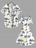 Robe hawaïenne vintage imprimée tortue et cocotiers grande taille - Blanc 5X