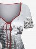 Plus Size Christmas Tree Santa Claus Elk Snowflake Print Cinched Dress -  
