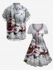 Plus Size Christmas Tree Santa Claus Elk Snowflake Print Cinched Dress -  