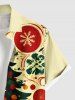 Chemise grande taille homme à boutons et poches, imprimée sapin de Noël, boules lumineuses, flocons de neige et fleurs - Jaune clair XL