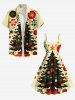 Robe débardeur grande taille imprimée sapin de Noël, boules lumineuses, flocons de neige et fleurs - Jaune clair S