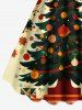 Robe débardeur grande taille imprimée sapin de Noël, boules lumineuses, flocons de neige et fleurs - Jaune clair S