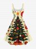 Robe débardeur grande taille imprimée sapin de Noël, boules lumineuses, flocons de neige et fleurs - Jaune clair S