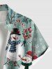Chemise à boutons et poche pour homme, grande taille, motif bonhomme de neige, ours en peluche et flocons de neige. - Vert clair 6XL