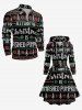 Plus Size Christmas Tree Snowflake Knitting 3D Print Lace Up Drawstring Hoodie Dress -  