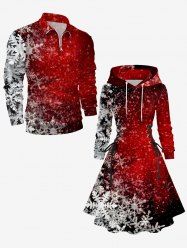 Ombre Christmas Snowflake Print Plus Size Matching Outfit For Couples -  