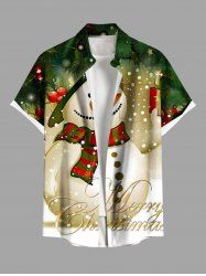 Chemise à boutons et poche pour homme, grande taille, motif bonhomme de neige, étoile et flocon de neige, pour Noël. - Vert 6XL