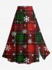 Christmas Tree Snowflake Santa Claus Microphone Print Pullover Hoodie and Skirt Plus Size Matching Set -  