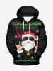 Christmas Tree Snowflake Santa Claus Microphone Print Pullover Hoodie and Skirt Plus Size Matching Set -  