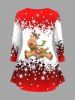 Christmas Snowflake Ombre Colorblock Print Plus Size Matching Set -  