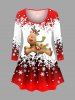Christmas Snowflake Ombre Colorblock Print Plus Size Matching Set -  