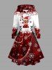 Christmas Elk Snowflake Print Plus Size Matching Outfit For Couples -  