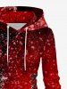 Robe trapèze à capuche lacée et imprimé flocons de neige ombrés grande taille - Rouge 2X