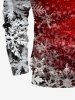 Plus Size Ombre Christmas Snowflake Print Zipper Polo Shirt For Men -  