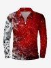 Plus Size Ombre Christmas Snowflake Print Zipper Polo Shirt For Men -  