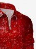 Polo grande taille à fermeture éclair avec imprimé flocons de neige ombré de Noël pour hommes - Rouge 3XL