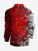 Polo grande taille à fermeture éclair avec imprimé flocons de neige ombré de Noël pour hommes - Rouge 3XL