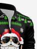 Plus Size Men's Christmas Tree Snowflake Santa Claus Microphone Print Zipper Polo Shirt -  