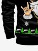 Plus Size Men's Christmas Tree Snowflake Santa Claus Microphone Print Zipper Polo Shirt -  