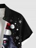 Chemise à poches boutonnées imprimée gorille, bonnet de Noël grande taille avec flocons de neige et motif gorille pour homme - Noir XL