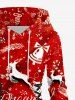 Plus Size Christmas Ball Elk Candy Snowman Print Lace Up Hooded A Line Dress -  