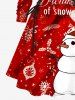 Plus Size Christmas Ball Elk Candy Snowman Print Lace Up Hooded A Line Dress -  