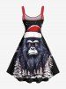 Plus Size Christmas Tree Snowflake Hat Gorilla Print A Line Dress -  