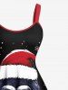 Plus Size Christmas Tree Snowflake Hat Gorilla Print A Line Dress -  