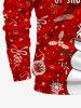 Polo à fermeture éclair grande taille pour homme, imprimé boules de Noël, élans, bonbons et bonhommes de neige - Rouge XL
