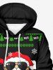 Sweat à capuche à manches longues pour femme grande taille, imprimé sapin de Noël, flocons de neige et Père Noël. - Noir 3XL